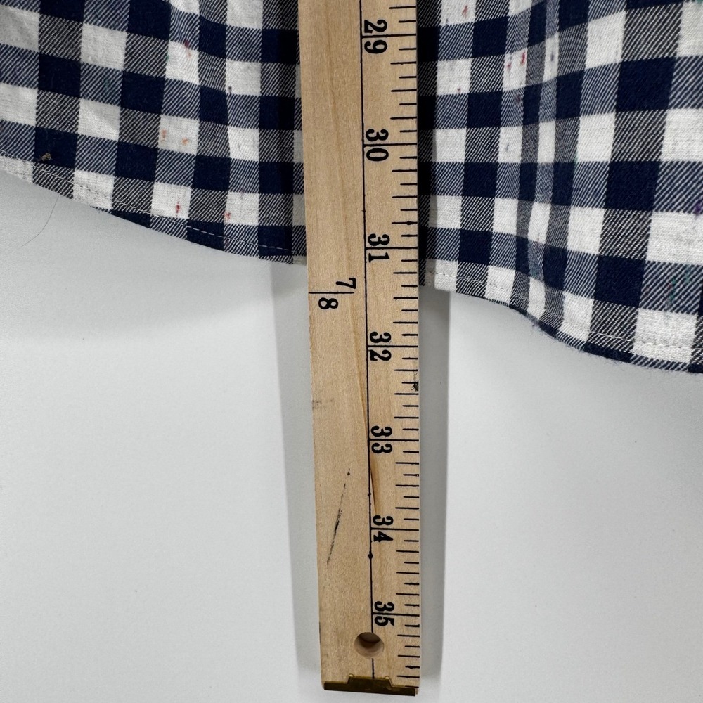 Twillory Untuckable Mens XL Gingham Button Down‎ Shirt Navy White Speckled Nep - Picture 7 of 8